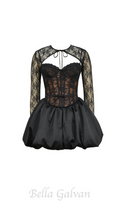 Flowering Girl Women sally lace puffball mini dress in black