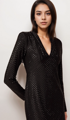 Flowering Girl Women Mariasole embellished plunging V-neck studded mini dress