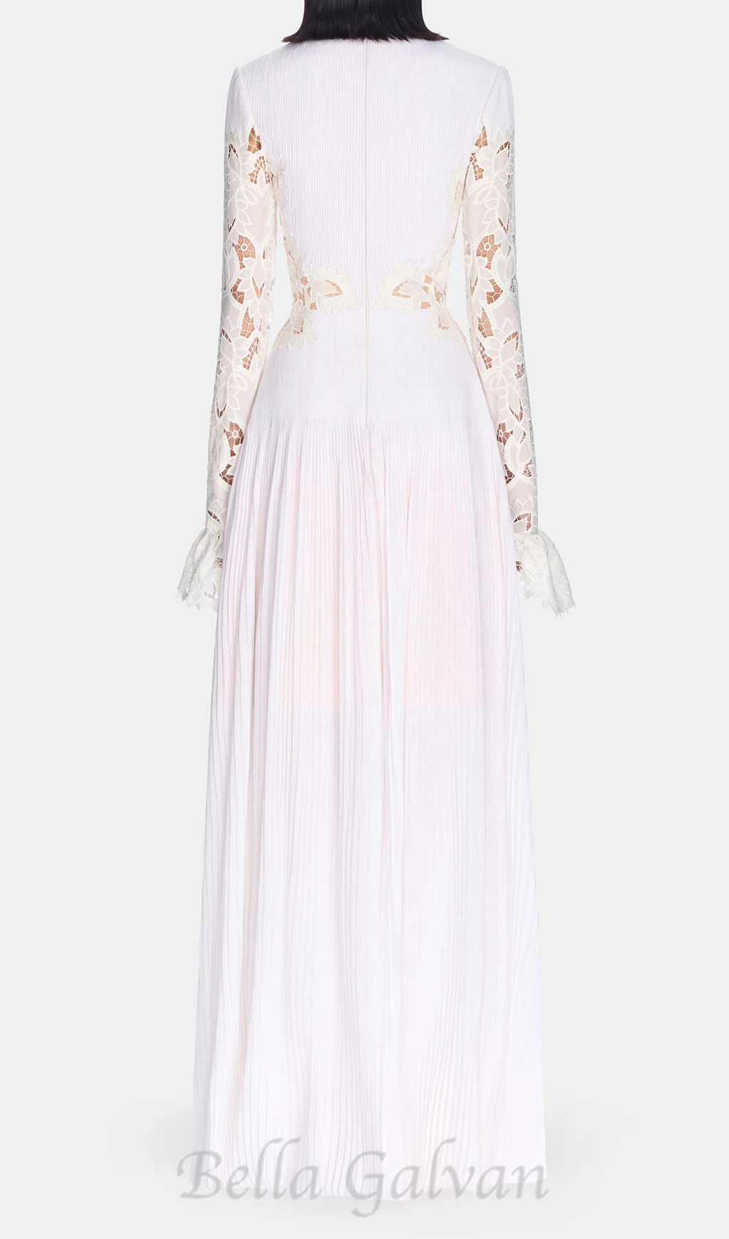 Flowering Girl Women lace embroidered hollow maxi dress in white
