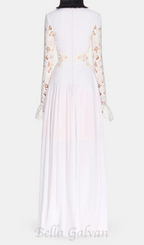 Flowering Girl Women lace embroidered hollow maxi dress in white