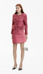 Flowering Girl Women Gisèle tweed fringed jacket & skirt matching set