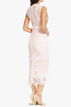 gloria Lace Bandage midi Dress in Blush