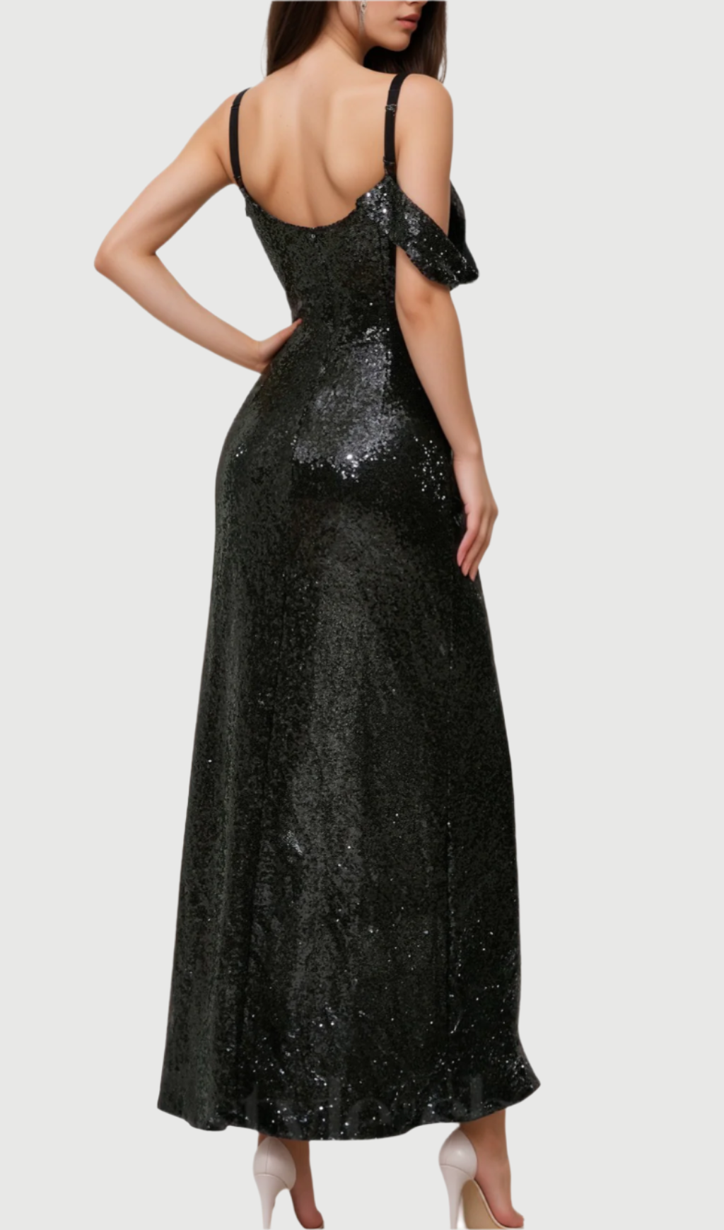 Flowering Girl Women ashley sequin strap maxi dress in black