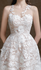 Flowering Girl Women erica floral lace midi dress in white