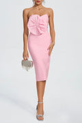 Flowering Girl Women Annabelle Bowknot Bandage Bustier Midi Dress In Pink