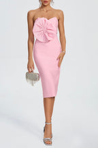 Flowering Girl Women Annabelle Bowknot Bandage Bustier Midi Dress In Pink