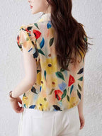 Flowering Girl Women odelia Casual Polo Floral Printed Shirt