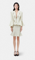 Flowering Girl Women Lucie flared-cuff sequined jacket & skirt matching set