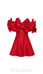 Flowering Girl Women Etta flower strapless mini dress in red