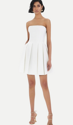 Flowering Girl Women alyssa white strapless pleated mini dress