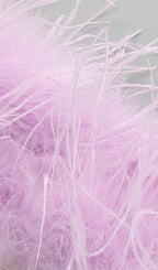 FEATHER SEQUIN MIDI DRESS IN PURPLE