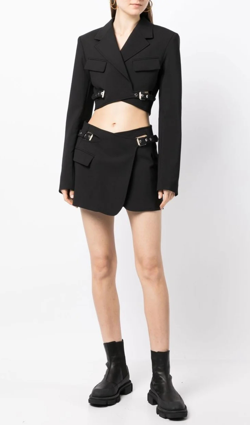 Flowering Girl Women Jayla Cropped Cutout Blazer in Black
