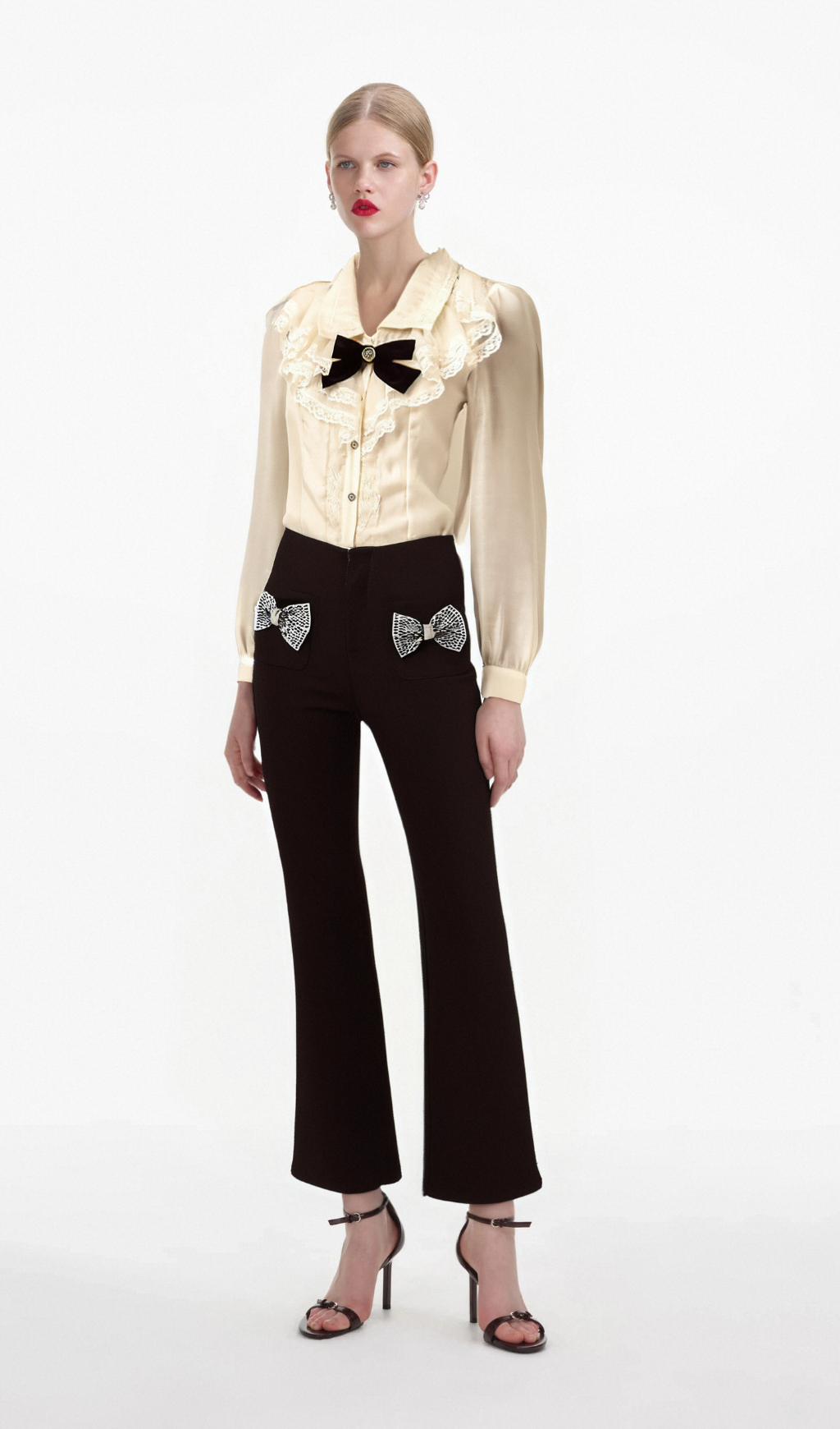 Flowering Girl Women Gelsomina bow-embellished flared trousers