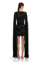 Flowering Girl Women crystal-stripe bodycon mini dress in black