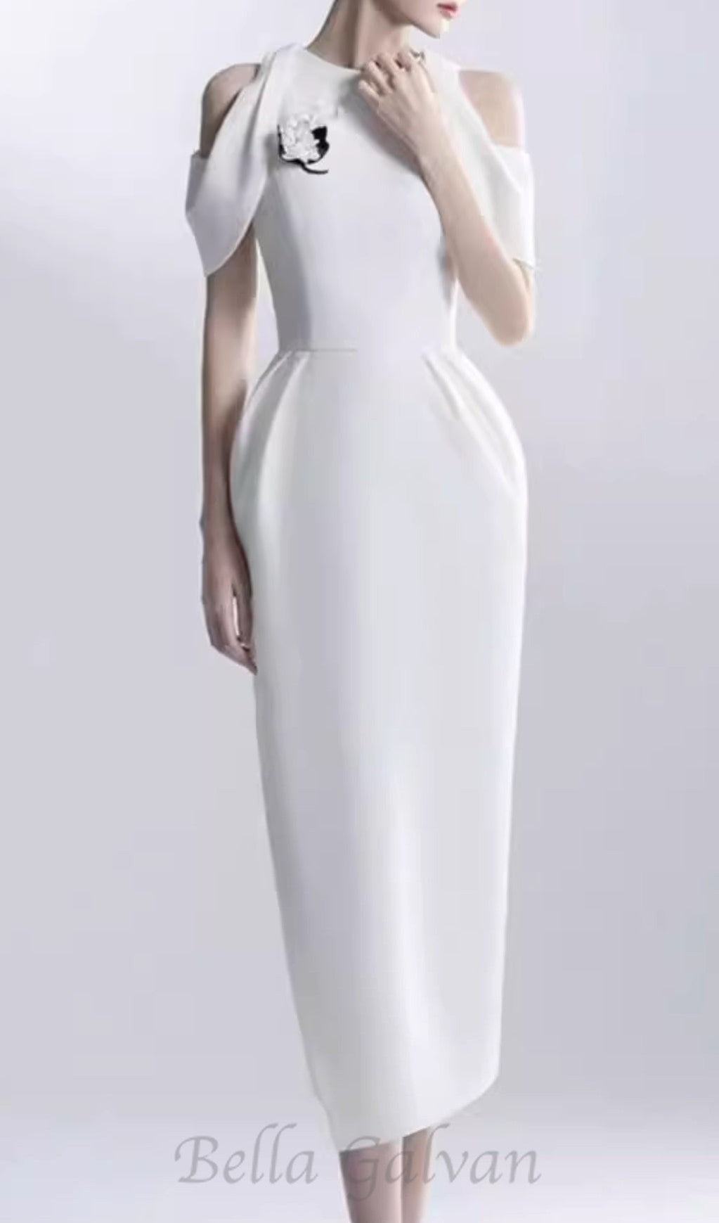 Flowering Girl Women CHAELI WHITE EMBELLISHED MIDI DRESS