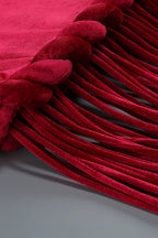 michaelia halterneck Fringe Velvet Dress in Burgundy