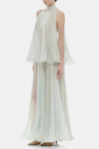 belinda Mint Pleated tulle sleeveless maxi Dress