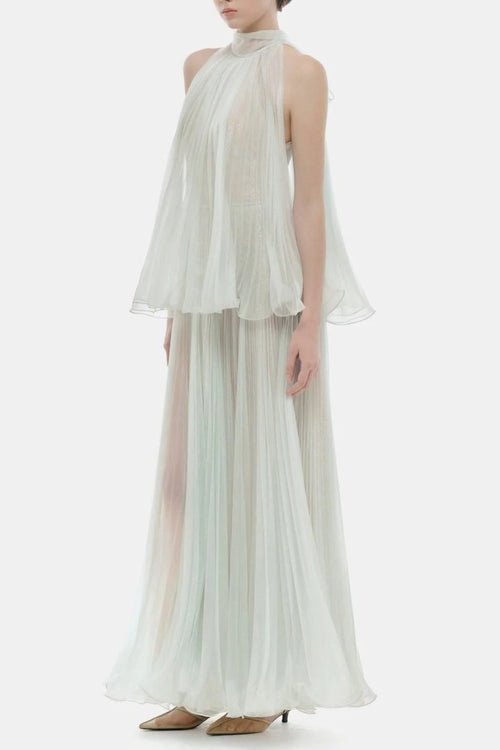 Flowering Girl Women Belinda Mint Pleated Tulle Sleeveless Maxi Dress