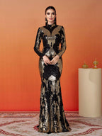 Stand Collar Sequin Prom Dress