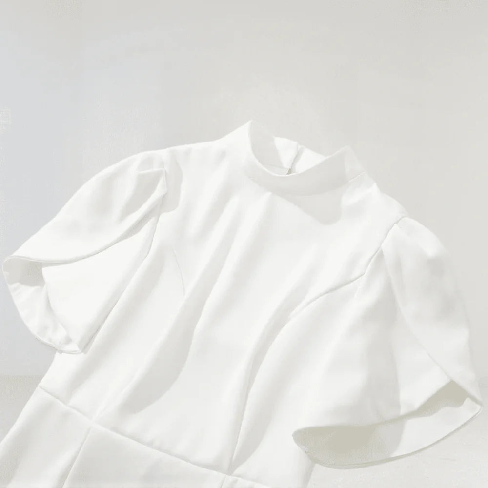 Flowering Girl Women Basia Petal Sleeve Cut Out Bow Mini Dress In White