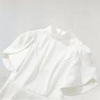 Flowering Girl Women Basia Petal Sleeve Cut Out Bow Mini Dress In White