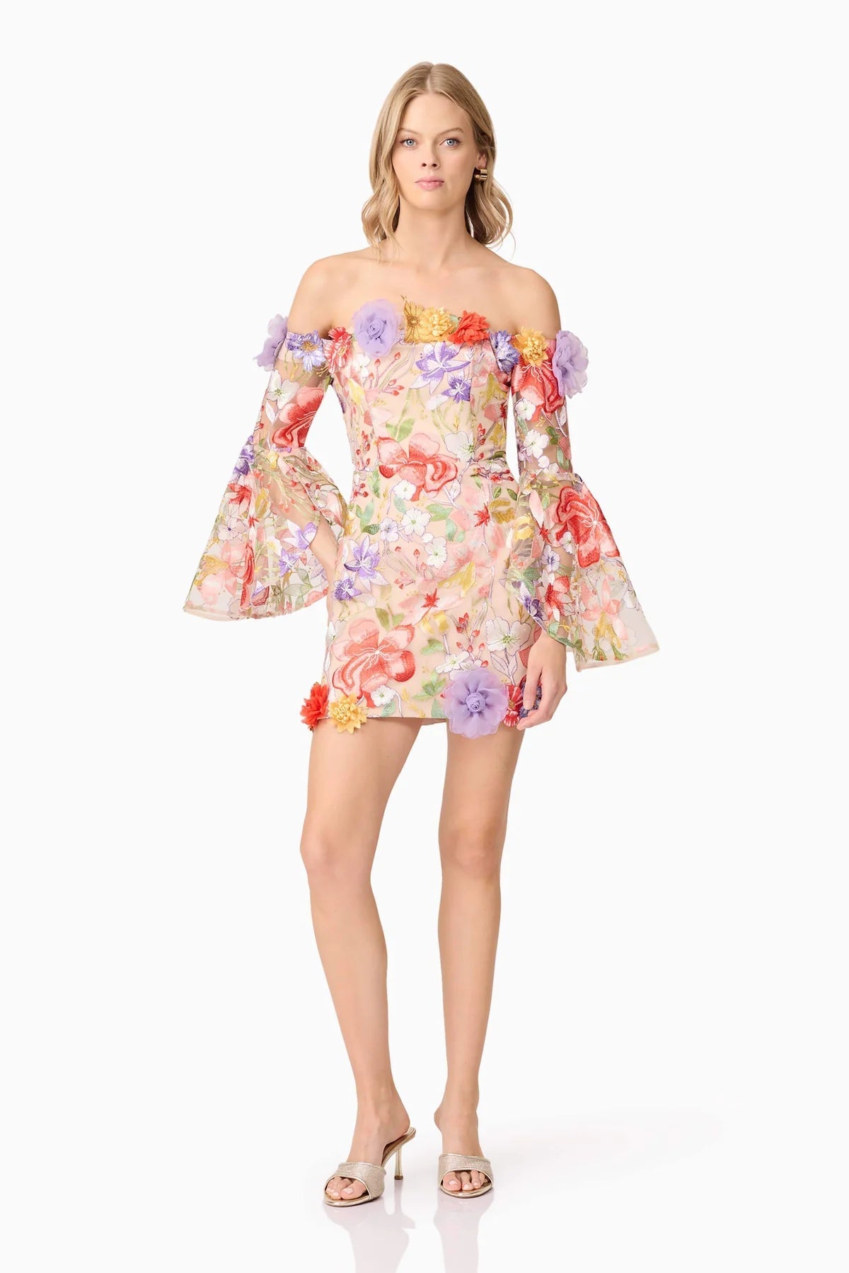 Flowering Girl Women Tabitha Multicolor Off Shoulder Mini Dress In Floral