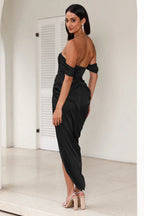 Flowering Girl Women strapless satin midi dress in black