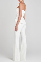 georgia 3d flower top pants set in white
