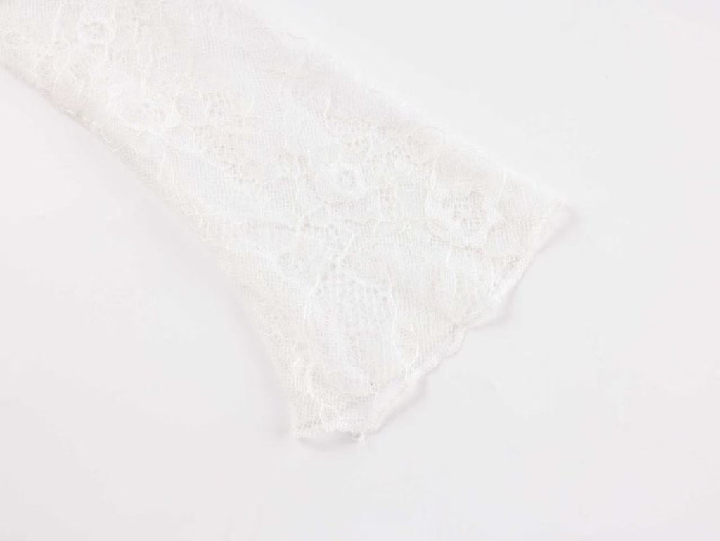 White Lace Strapless Spliced Knitted Mini Dress
