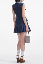 Flowering Girl Women Blue Denim Sleeveless Mini Dress