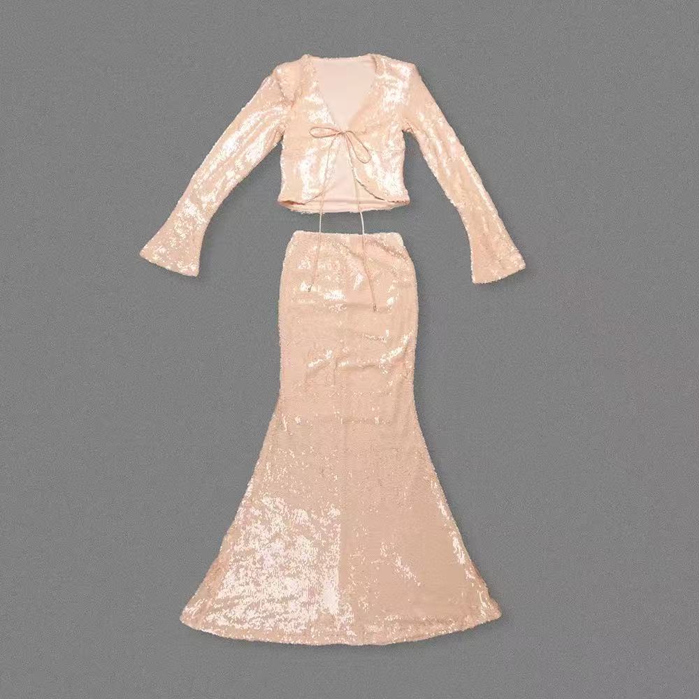 Flowering Girl Women Aubelin Sequin Two Piece Set - Nude