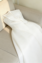 Strapless Layered Organza Midi Dress In White