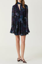 Purple Floral Cocktail mini Dress
