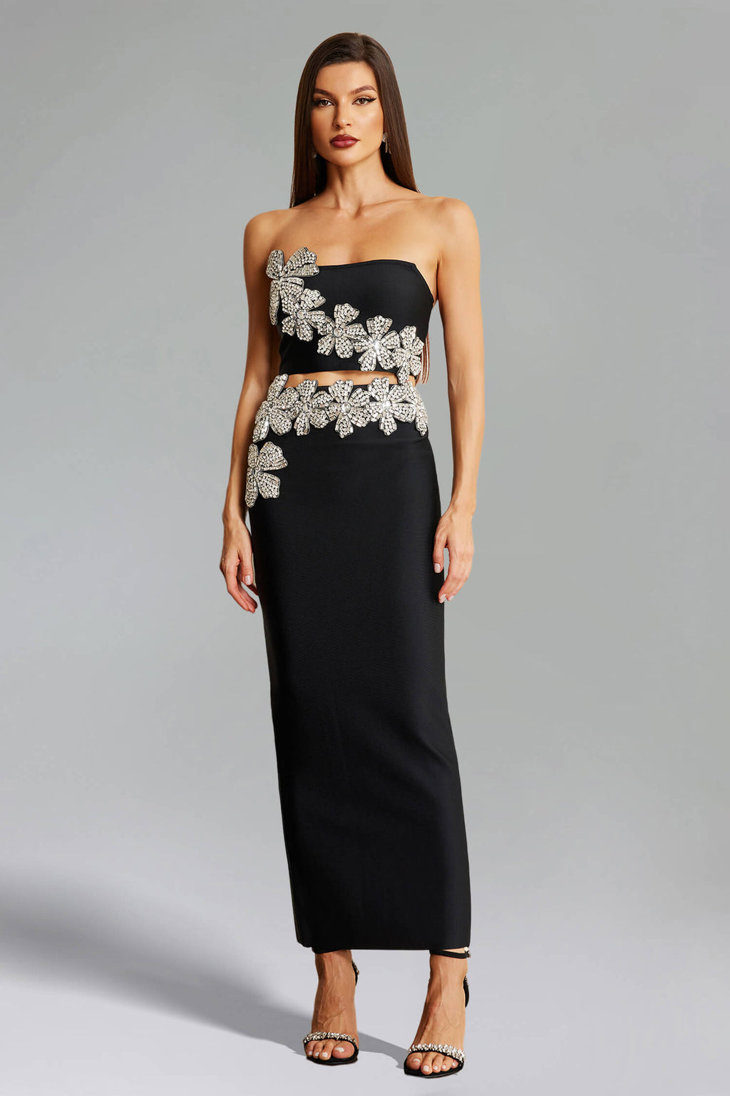 Flowering Girl Women Diamond Flower Long Set - Lizza