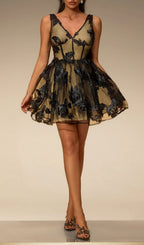 Flowering Girl Women Eustacia V Neck Floral Mini Dress
