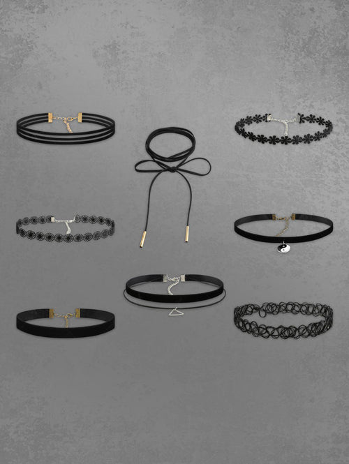 Flowering Girl Women 8 Pieces Choker Necklace Set
