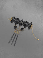 Gothic Vintage Lace Rose Chains Finger Ring Bracelet