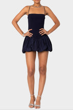 Sharon Bud Mini Dress  In Navy Blue