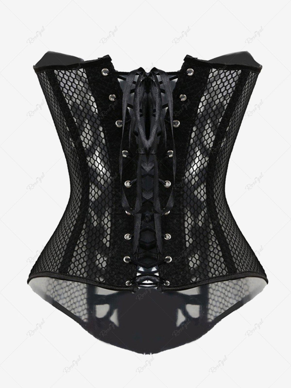 Gothic Button Fishnet Lace Up Corset