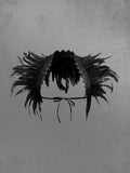 Gothic Feather Lace Crochet Lace-Trim Tied Back Cape