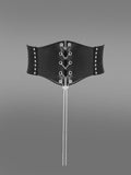 Gothic Chain Braided Lace Up Pu Panel Star Rivet Corset Belt