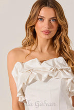 Flowering Girl Women sylvia ruffle strapless top in white