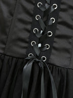 Gothic Lace Up Asymmetric Shoulder Strap Bandeau Tulip Mini Dress