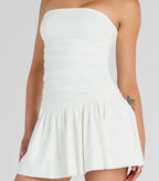 Satin Polka Dot Mini Dress in ivory