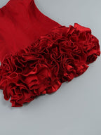 Flowering Girl Women Angela Red Flower-Trim Embellished Strapless Mini Dress