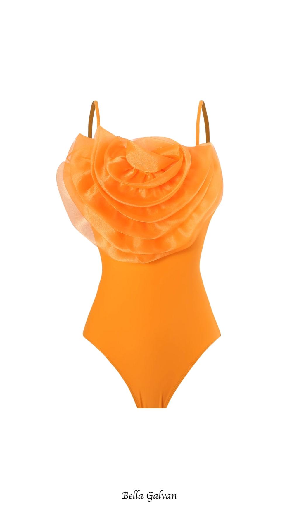 Danae Orange Flower Two-Piece Swimsuit