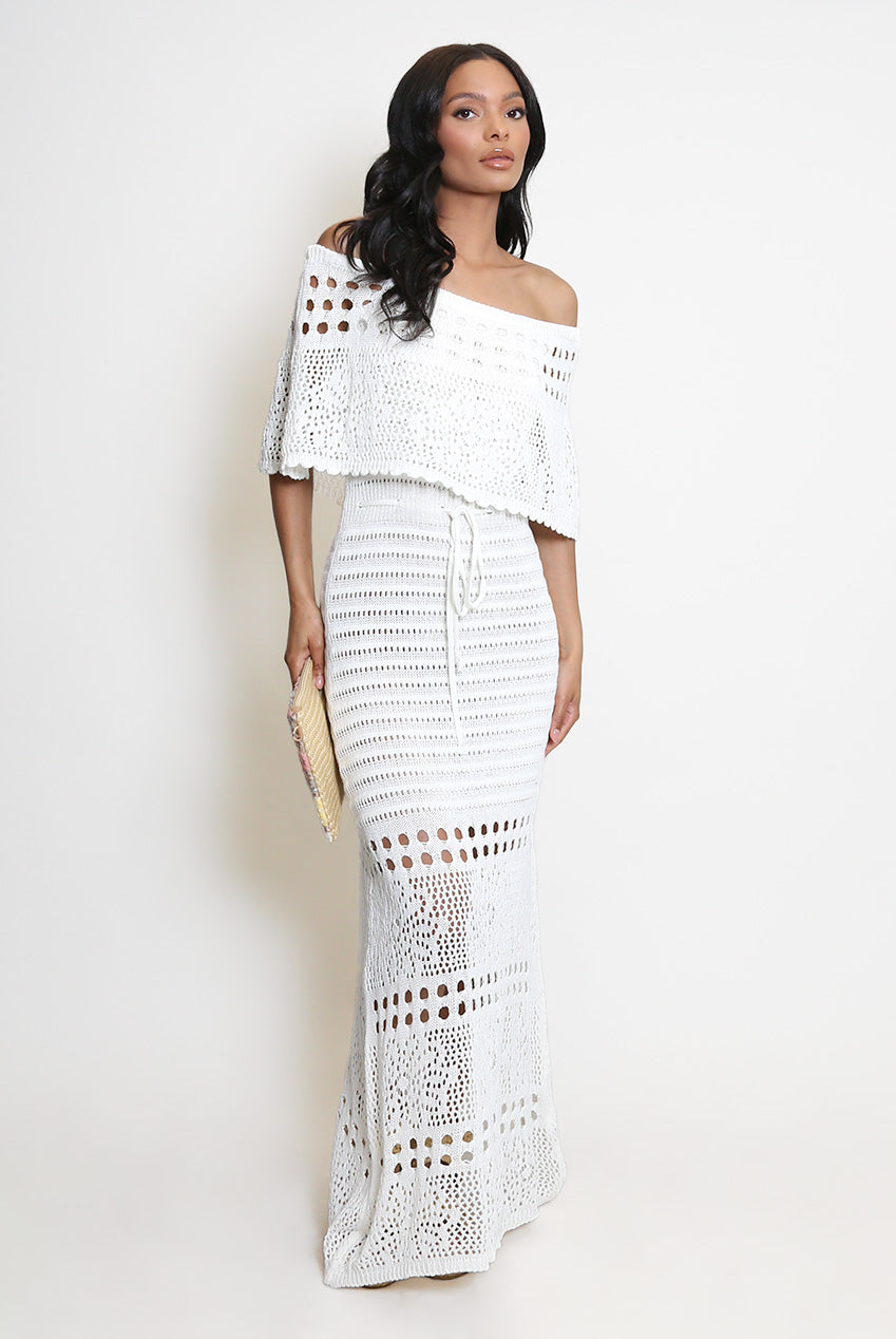 Flowering Girl Women Crochet Overlay Bandeau Maxi Dress