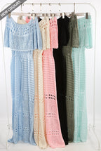 Crochet Overlay Bandeau Maxi Dress