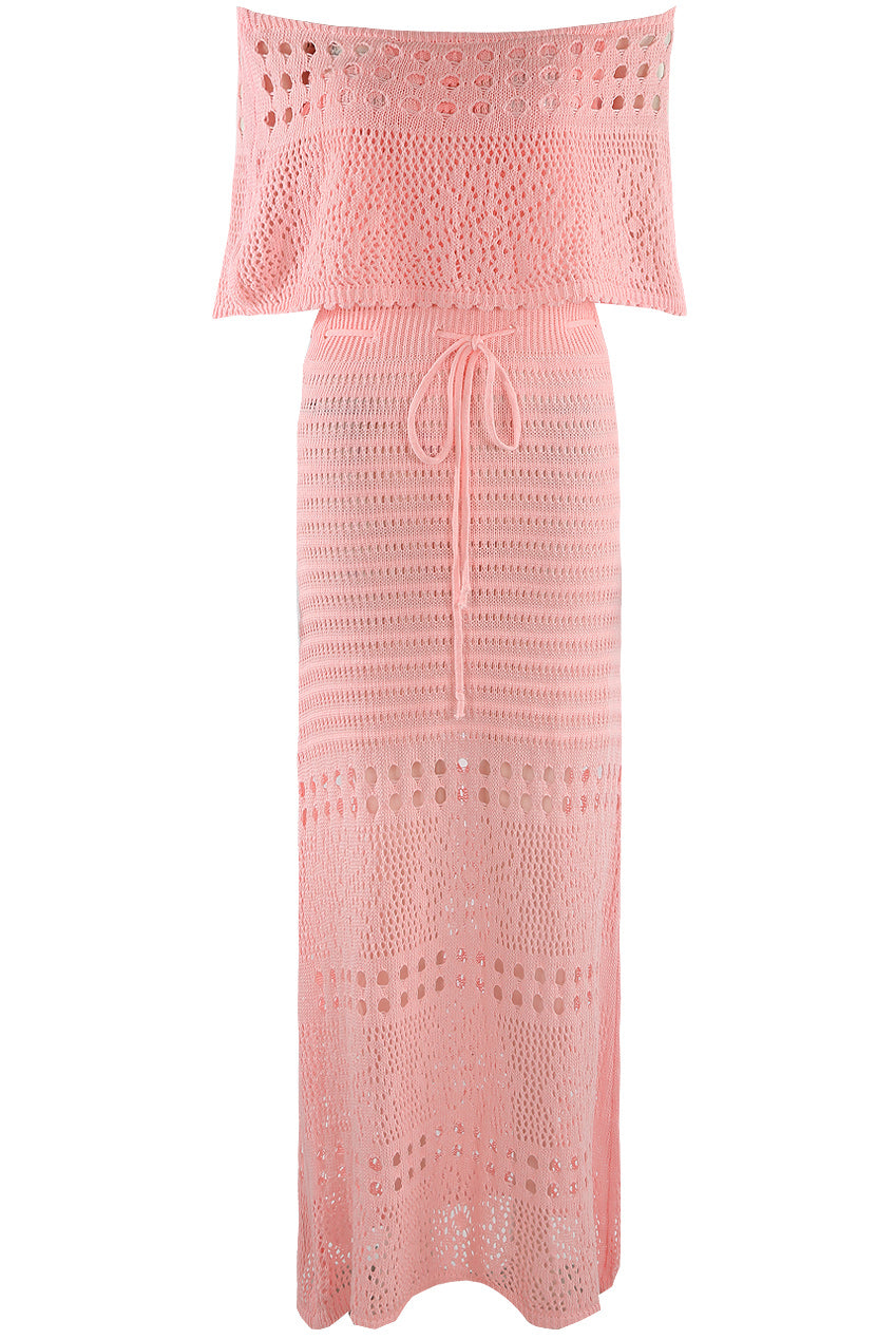 Flowering Girl Women Crochet Overlay Bandeau Maxi Dress