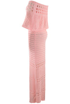 Crochet Overlay Bandeau Maxi Dress